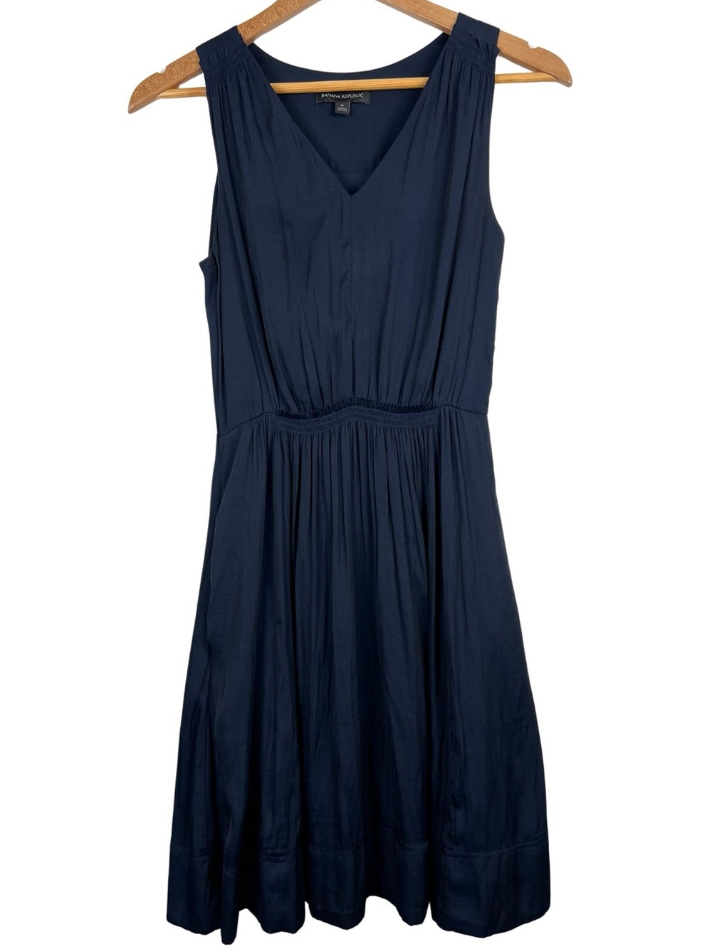Banana Republic Navy Blue Fit & Flare Dress Women 0 Sleeveless V Neck A Line